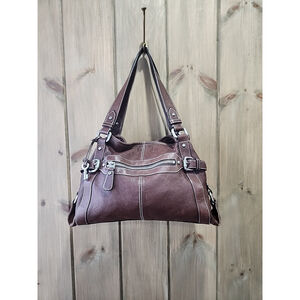 Fossil Pebbled Leather Chocolate Brown Hobo Shoulder Bag Purse With Key